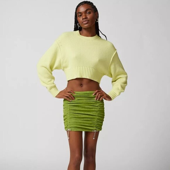 NWT Urban Outfitters Aiden Chunky Knit Cropped Yellow Sweater - Picture 5 of 5